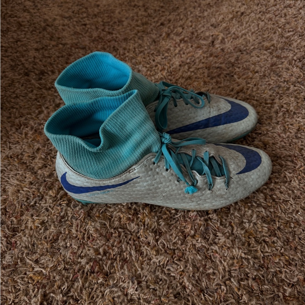 Nike Hypervenom Blue and Gray Soccer Cleats
